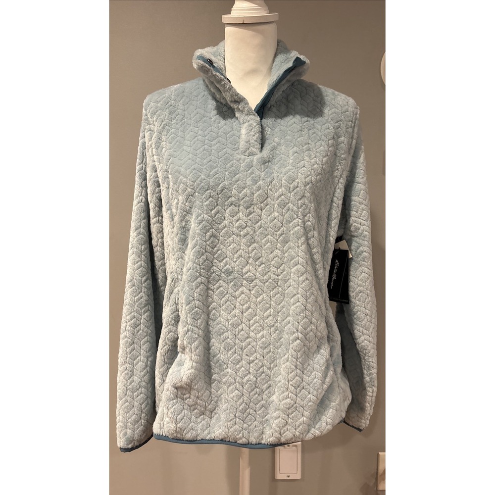 New Eddie Bauer Women's Baby Blue Fleece Pullover Medium